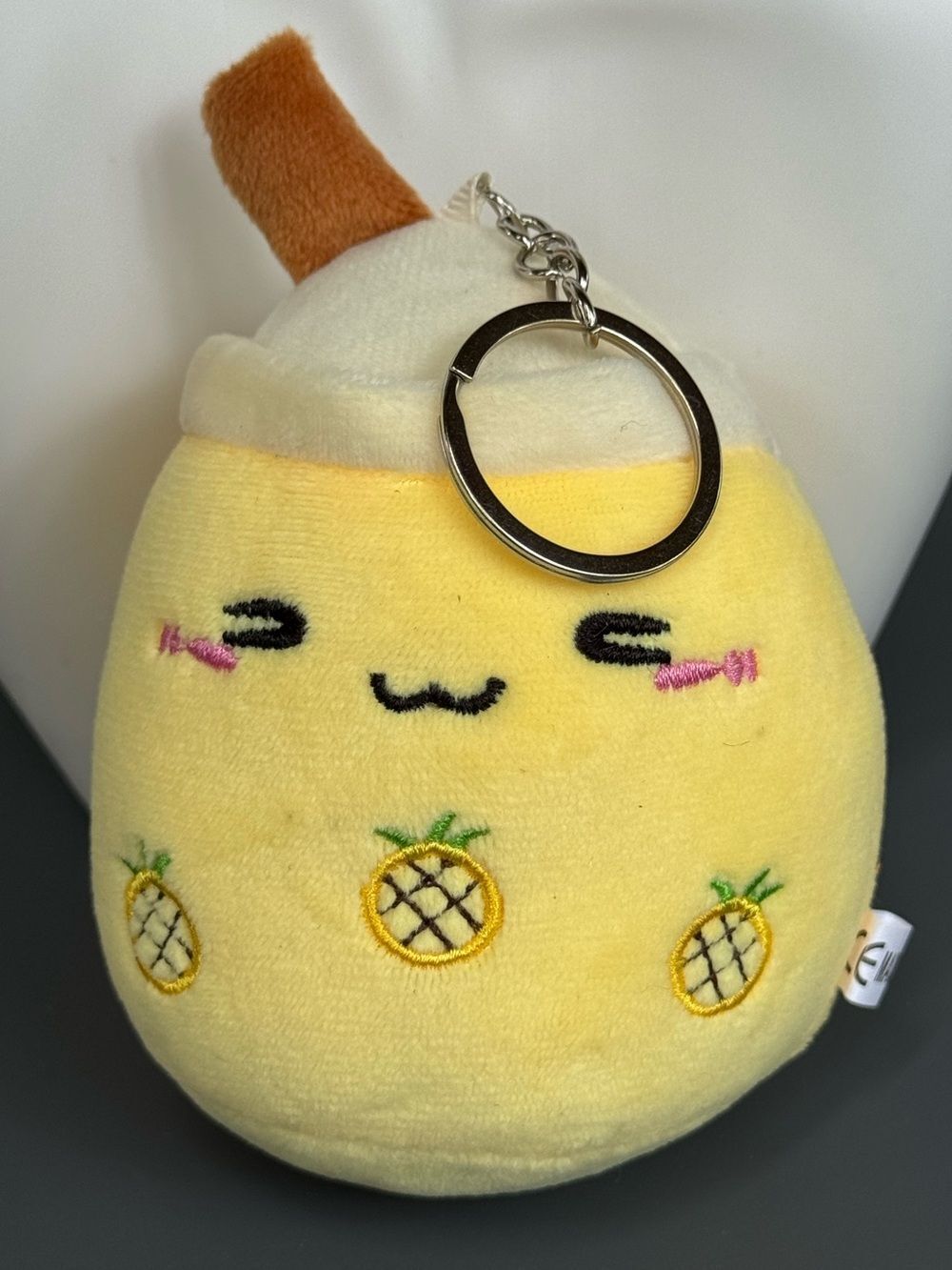 Yellow Pineapple Boba Plush Keychain Bag Charm Keyring NIP